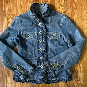 Louie Ruffled Denim Jacket from Anthropologie size: 6